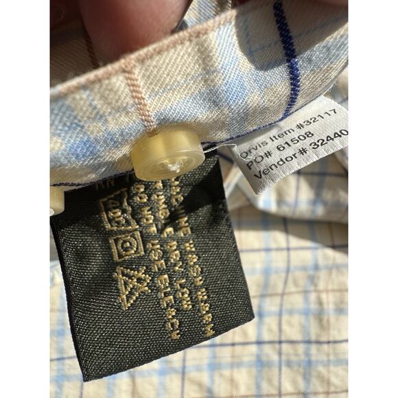Orvis Dress Shirt Mens L Yellow Plaid Long Sleeve Cotton - Picture 8 of 10